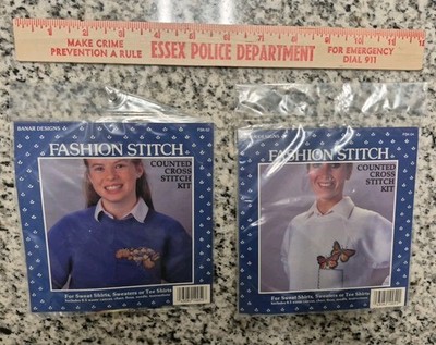 2 Banar Designs Fashion Counted Cross Stitch Kit Teddy Bear Goose Shirts, Sweats