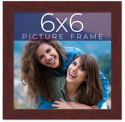 6x6 Frame Brown Solid Wood Picture Frame Width 0.75 Inches | Interior Frame Dept