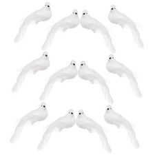 12pcs Artificial White Dove Birds Clip on Feathered Bird Ornaments 12pcs Clip