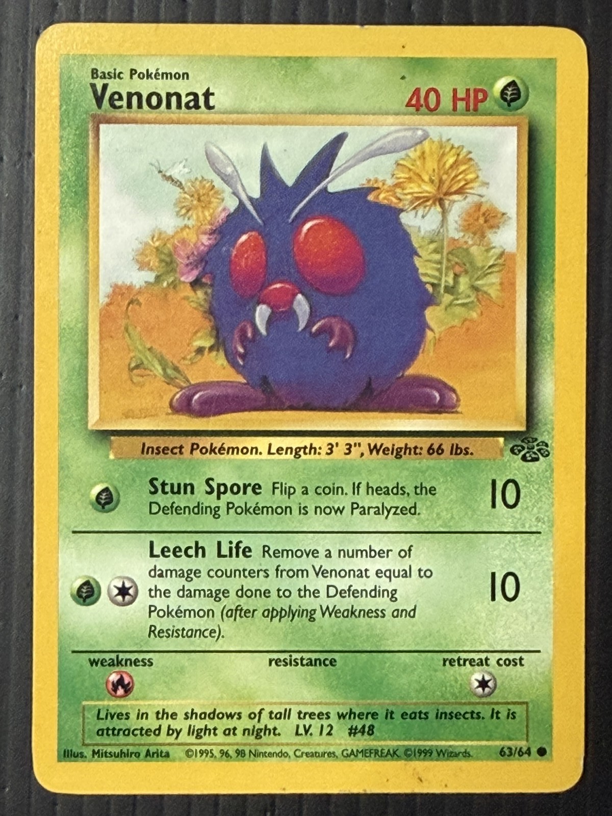 Venonat 63/64 Common Jungle Pokemon Moderately Played
