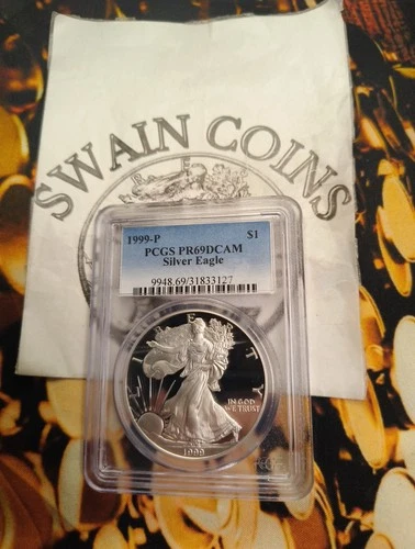 1999-P American Silver Eagle PR69 DCAM PCGS Blue Label E5-102