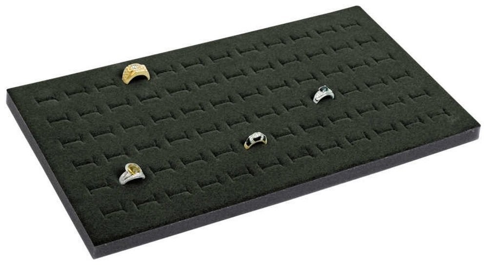 72-Slot Black Jewelry Ring Display Pad with Stackable Tray for Travel