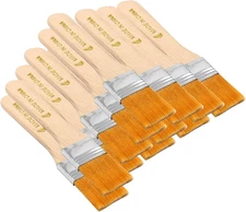 12PCS 1" Flat Paint Brushes Nylon Bristle Wood Handle for Oil Acrylic Watercolor