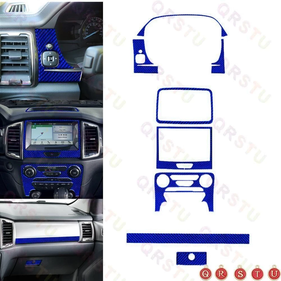 Blue Carbon Fiber Interior Full Sets Cover Trim Kit For Ford Ranger 2019-2022 - Изображение 2 из 4