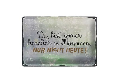 Blechschild 20x30cm gewölbt du bist immer willkommen. Nur nicht heute Schild