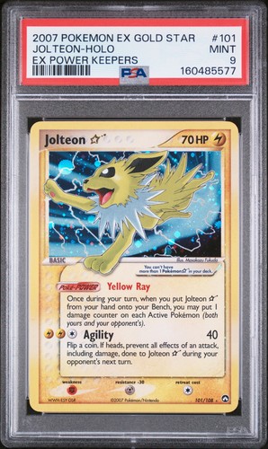 2007 POKEMON EX POWER KEEPERS GOLD STAR #101 JOLTEON-HOLO PSA 9