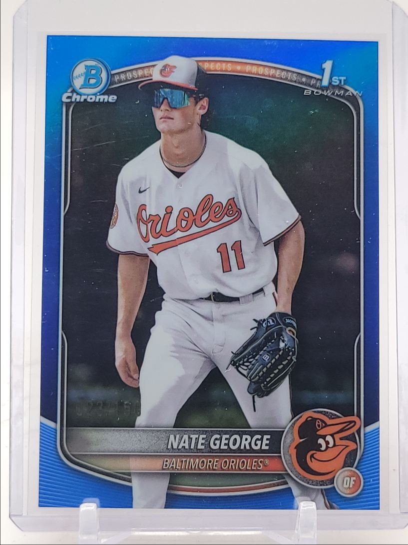 NATE GEORGE 2025 BOWMAN CHROME 1ST TRUE BLUE ORIOLES /150 Q2446