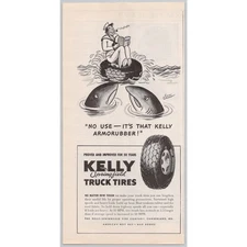 Kelly Springfield Truck Tires 1944 Vtg Print Ad Eric Ericson Shark Sailor Pipe