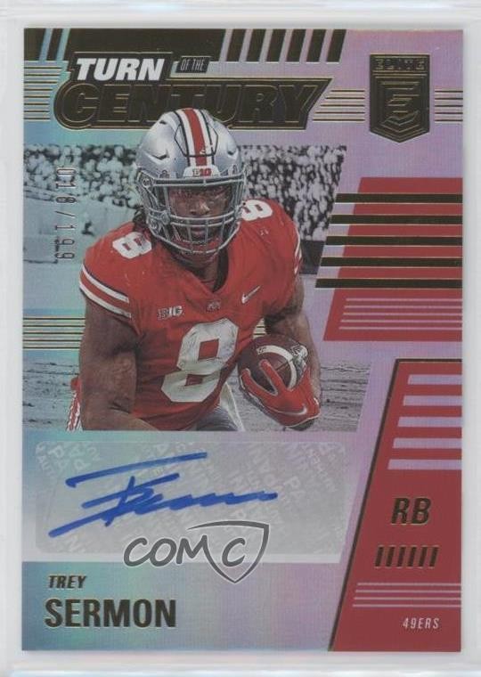 2021 Donruss Elite Turn of the Century 18/199 Trey Sermon Rookie Auto RC 0l1q