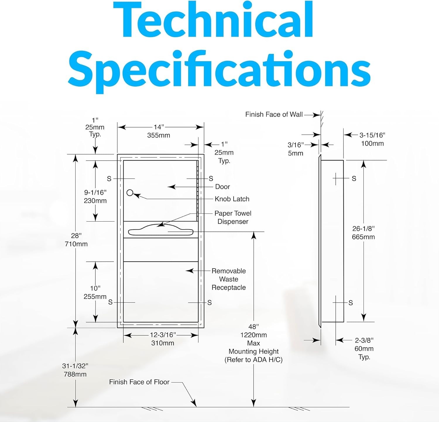 BOBRICK 369 ClassicSeries Stainless Steel Recessed Paper Towel Dispenser