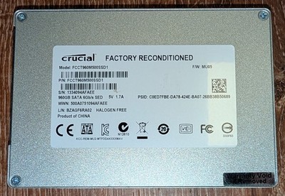 Crucial M500 SATA SSD 960GB MLC DRAM 2.5'' 99% Health FCCT960M500SSD1
