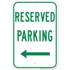 Left Arrow Reserved Parking Green Sign,