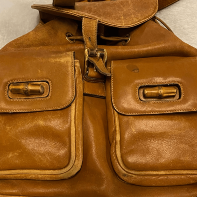 Gucci Tan Leather Backpack with Bamboo Accents Gucci Bamboo Tasell Cognac Leather Backpack Medium Size in a  main image 4
