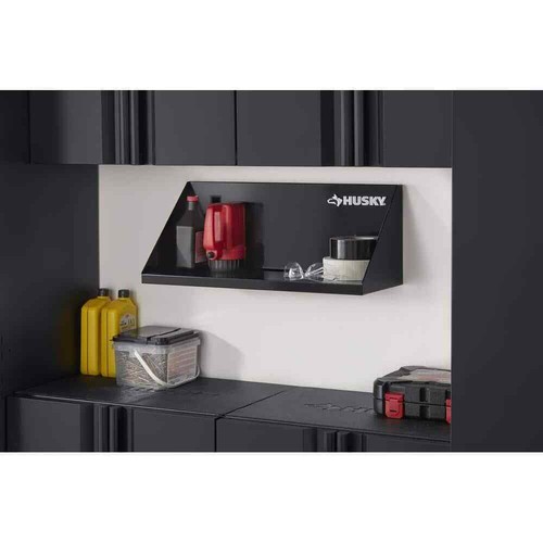 Husky Steel Garage Wall Shelf Black Supplies & Equipment (24 W X 9 H X
