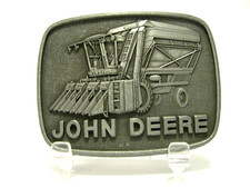 John Deere Four-Row Cotton Picker Pewter Belt Buckle 1980 jd 9965 9970 farm ag