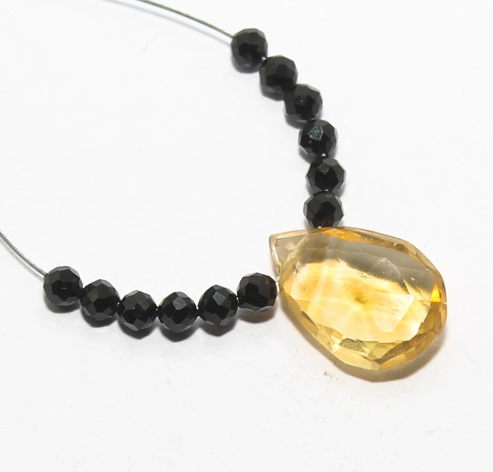 Piedra preciosa suelta briolette espinela citrino natural de 5,95 quilates (13x9 mm a 3 mm) 13 piezas Foto 3 de 4