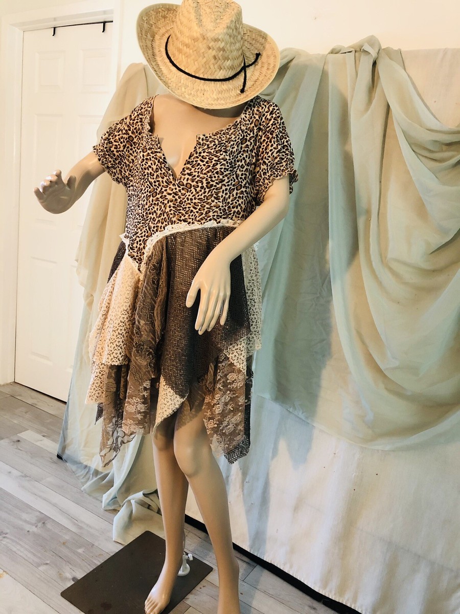 M/L Leopard Print Handmade Fairy Layered Tattered Cowgirl Midi Dress/tunic | eBay M/L Leopard Print Handmade Fairy Layered Tattered Cowgirl Midi Dress/tunic | eBay