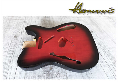 Thinline Tele 2 Piece Alder Replacement Body, Midnight Wineburst Color, 1610g