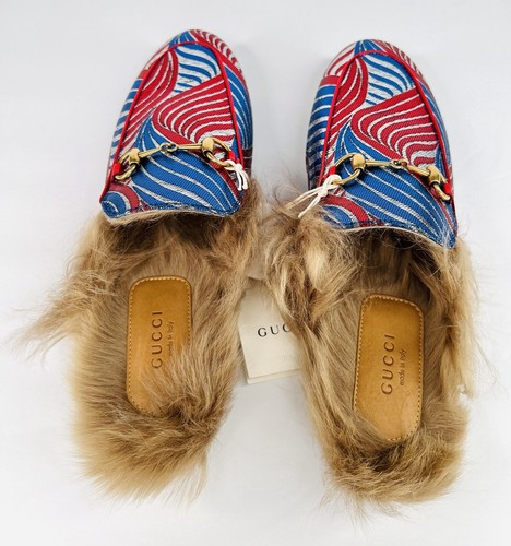Gucci Princetown Jacquard Lurex USA Wave Metallic Horsebit Leather Loafers EU 38 - Picture 9 of 12