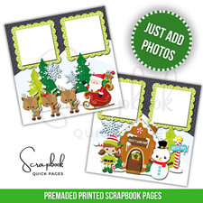 Christmas Scrapbook Santa's Workshop 2 PRINTED Premade Scrapbook Quick Pages 110
