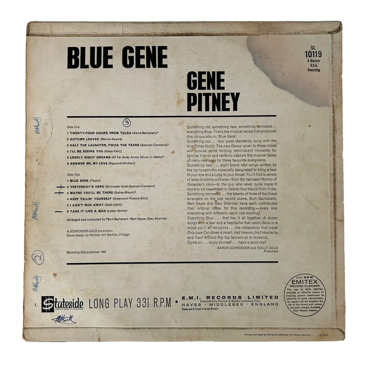Gene Pitney Blue Gene UK(英 GB)盤 LP Mono Gene Pitney – Blue Gene – Vinyl (LP, Album, Mono), 1965