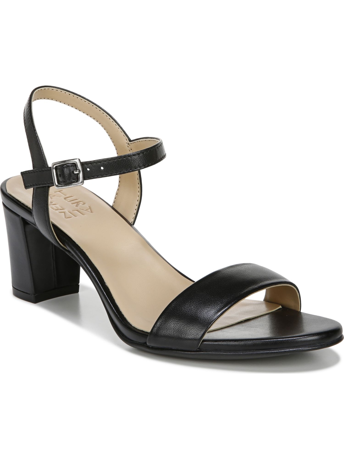 Женские черные нескользящие босоножки на блочном каблуке NATURALIZER из натуральной кожи с миндалем, 9 Вт