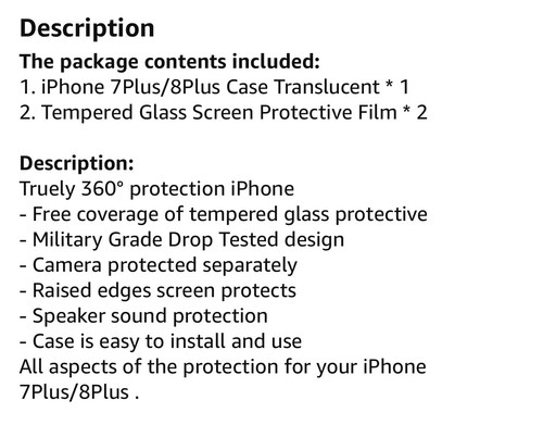 IPhone 7 Plus 8+ Case Military Grade Drop Tested & 2x Screen Protectors Matt Blk - 第 7/9 張圖片