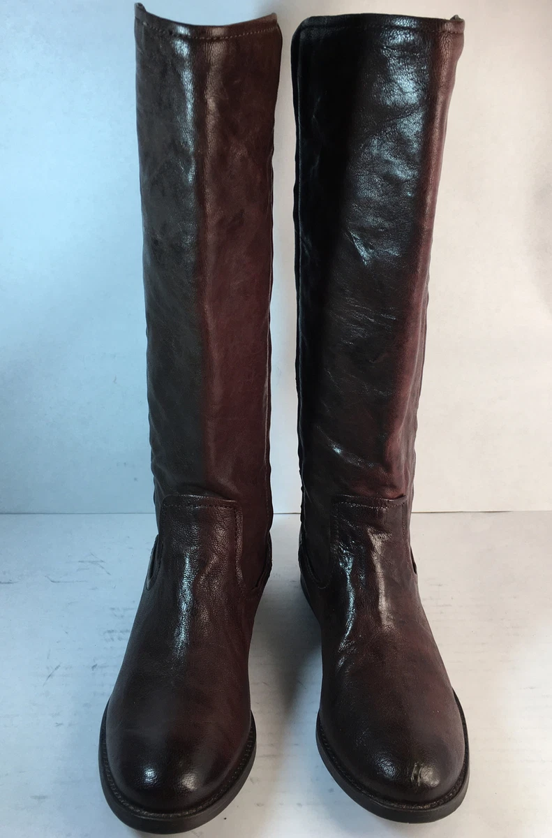Frye Melissa Scrunch Brown Leather KneeHigh Tall Riding Boots