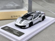 CR DCM 1:64 Silver Novitec 488 Pista Racing Sports Model Diecast Metal Car