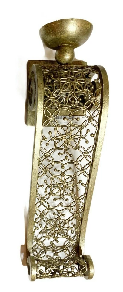 Candelabro Aplique de Pared Desplazamiento Patrón Floral Metal Antiguo Dorado 20" Foto 3 de 4