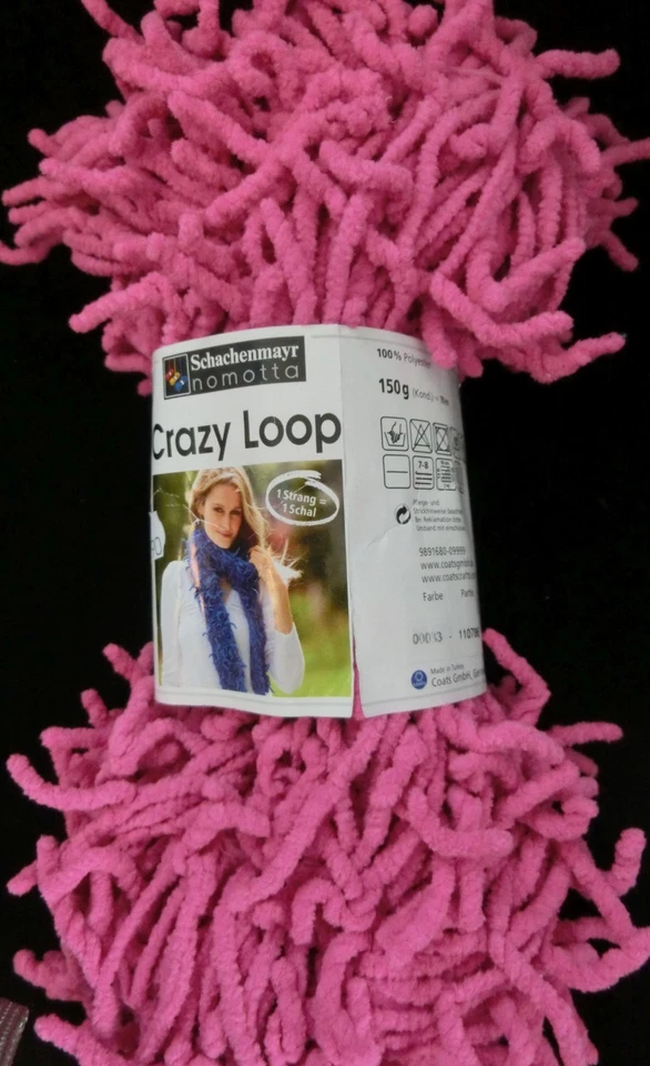 (32 €/kg): 150 g CRAZY LOOP - 1 Strang = 1 Schal - weiche Fransen,pink #2026 - Bild 1 von 1