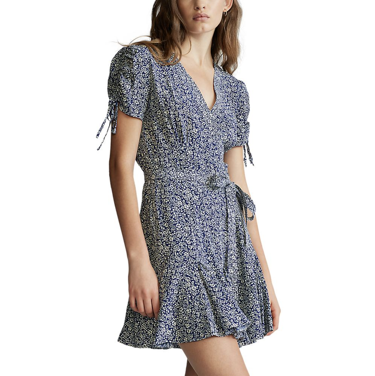 ralph lauren floral crepe short sleeve dress Polo Ralph Lauren Womens Floral Short Sleeve Crepe Wrap Dress Size 2