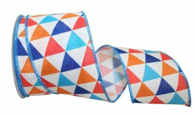 Traingular Ribbons 10 yd. roll TRIANGLE RAINBOW WIRE EDGE RIBBON 2 1/2