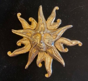 Authentic Vintage Fendi Gold Plated Sun Brooch