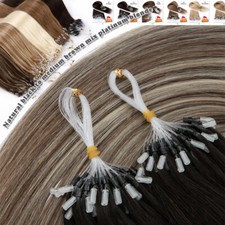 THICK 14"-24" Micro Loop Ring 100 Real Remy Human Hair Extensions Beads 200S US