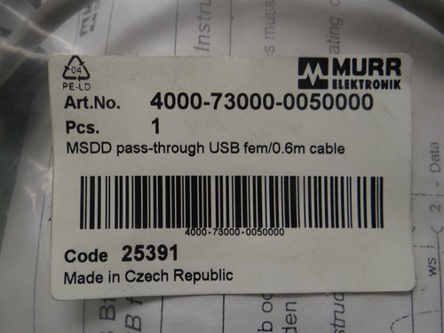 Murr Elektronik MSDD Pass-Through USB Fem/0.6m Cable 4000-73000-0050000 Grey - Picture 2 of 6