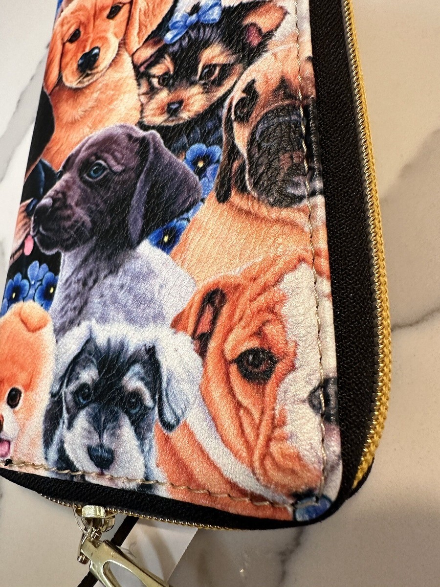 パグ Cute Puppy Dog Print Zip Around Wallet Organizer Clutch | eBay