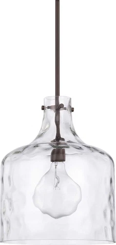 Crawford Urban Industrial Pendant Light with Clear Glass Jar, Bronze Finish - Picture 1 of 3