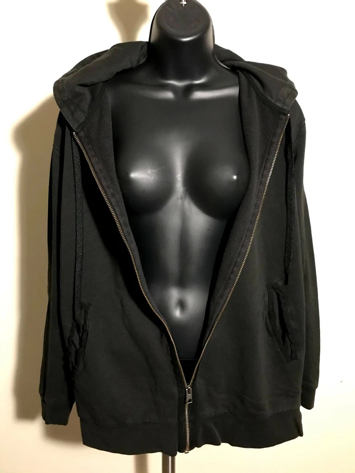 Женская толстовка с капюшоном AllSaints на молнии с длинным рукавом черная хлопковая смесь размер 6 - Изображение 2 из 4