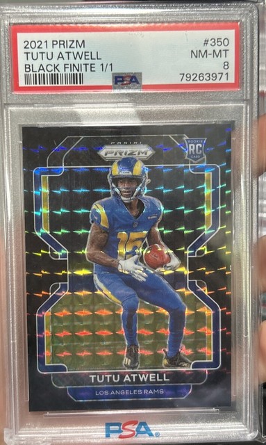 2021 Prizm Tutu Atwell Black Finite 1/1 PSA NM-MT 8 #350 Rams RC ROOKIE