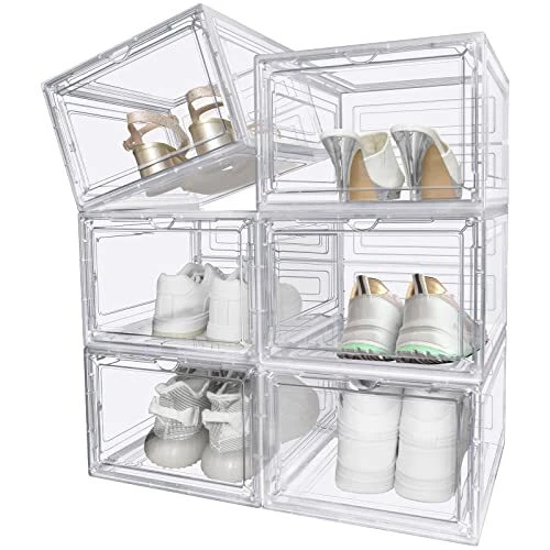 mupera Shoe Storage Box Upgrade Large Clear Stackable Plastic