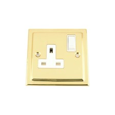 13A Wall Single Plug Socket 1 Gang Polished Mirror Brass (Gold Effect) Victorian