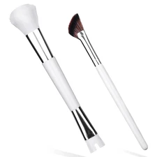 2Pcs Nose Contour Brushes, 2-In-1 U-Shaped Fluffy and Angled Brush Set Practical