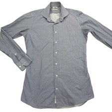 Suitsupply Shirt Mens 15.5 39 Blue Geometric Egyptian Cotton Long Sleeve