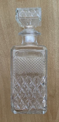 Whiskey Karaffe Glas-Dekanter mit Stopfen, Diamantmuster, geschliffen, klar, NEU - Bild 1 von 3