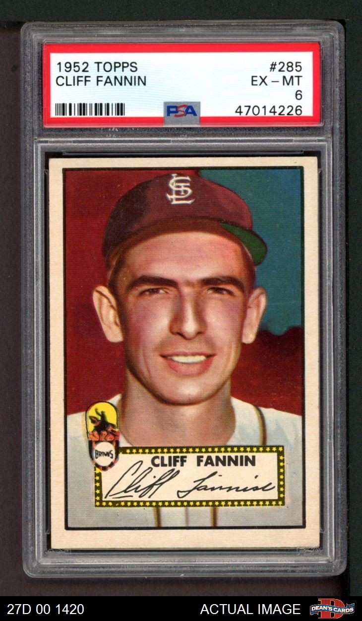 1952 Topps #285 Cliff Fannin Browns SHORT-PRINT PSA 6 - EX/MT