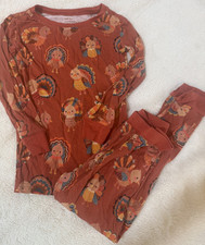 Little Sleepies Bamboo Thanksgiving Grateful Gobbles Turkey Pajama 4 4T Boy Girl