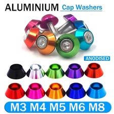 M3 M4 M5- M8 Cap Washers Colours Load Spreading Cone Washers Anodised Aluminium