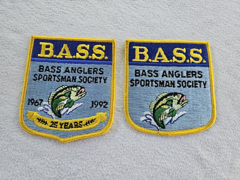 2 Vintage B.A.S.S. Bass Anglers Sportsman Society Embroidered Patches 25 Years