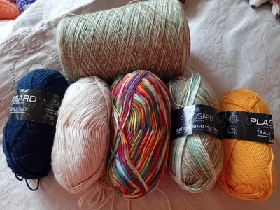 lot: 700g Detradi Merino Plassard  neuves dégradées Vert, Marine,Jaune... - Photo 1/4